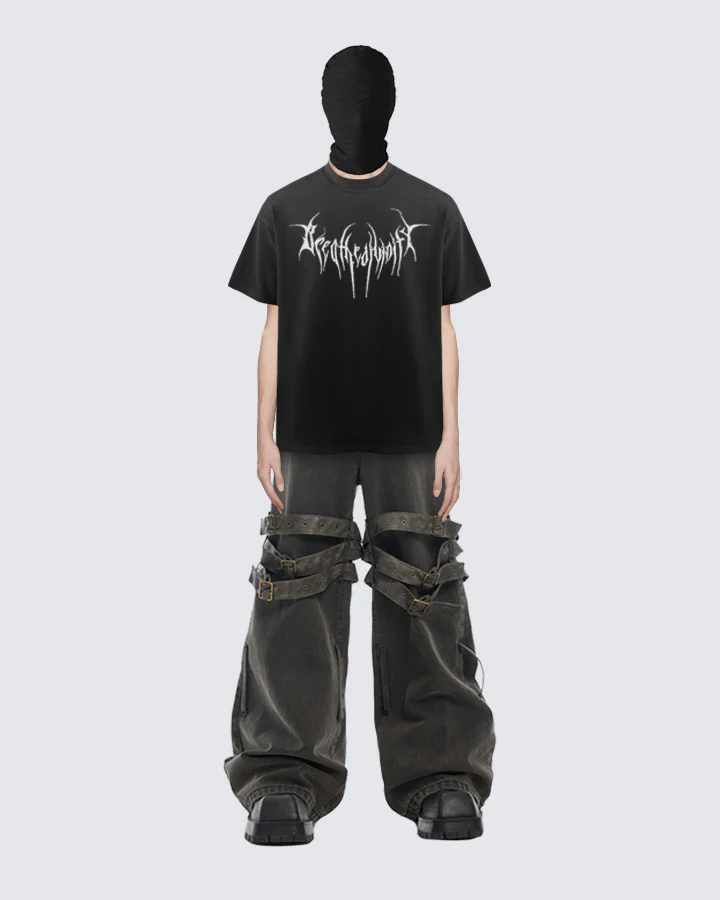 Black Graphic T-shirt with Abstract Print - Image 2