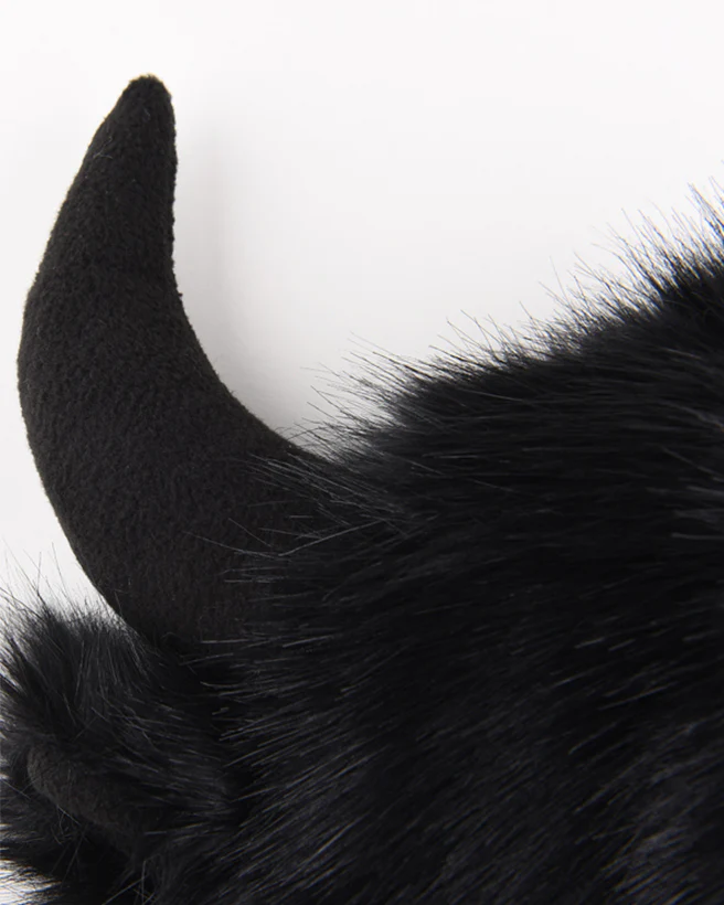 Black Horn Faux Fur Trapper Hat - Image 4