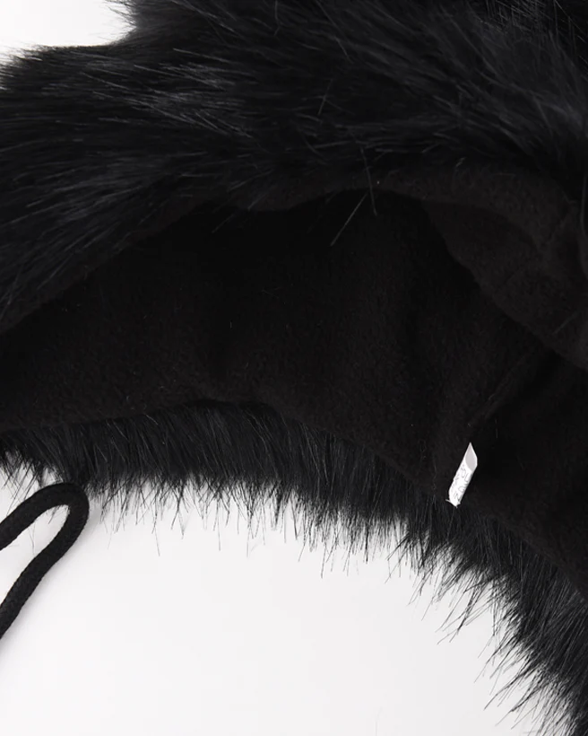Black Horn Faux Fur Trapper Hat - Image 6
