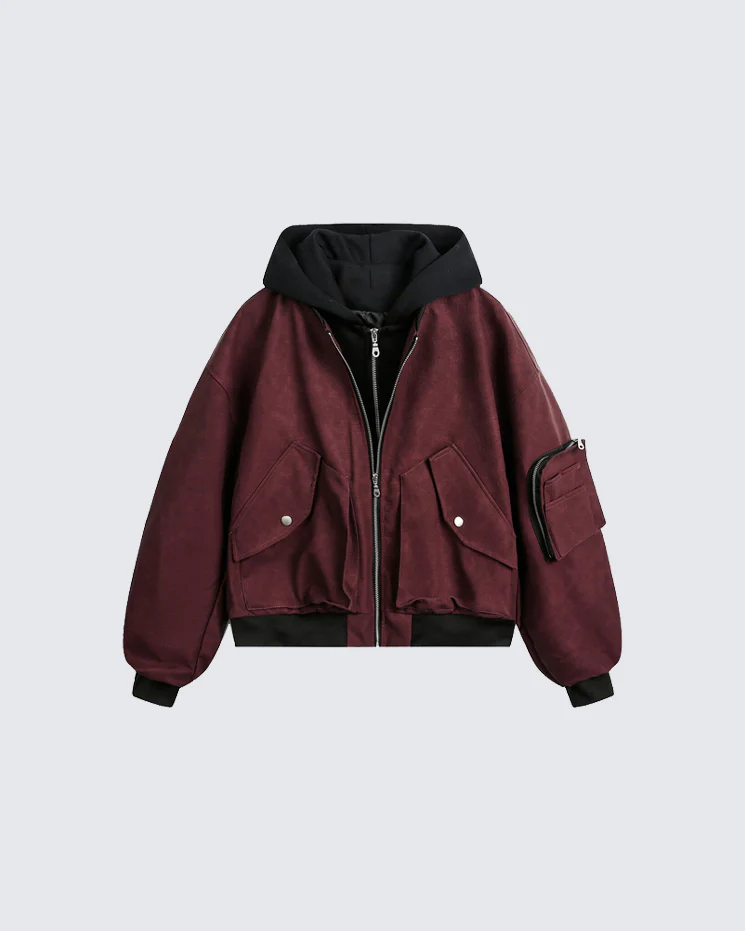 Black Layered Hooded Couple Jacket - Image 2
