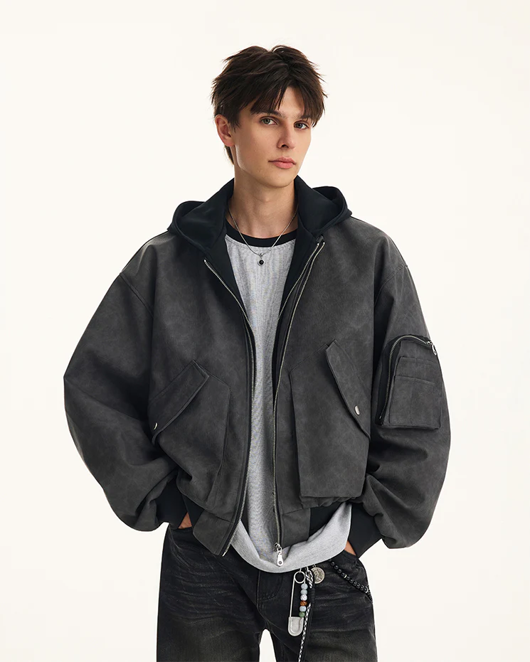 Black Layered Hooded Couple Jacket - Image 6