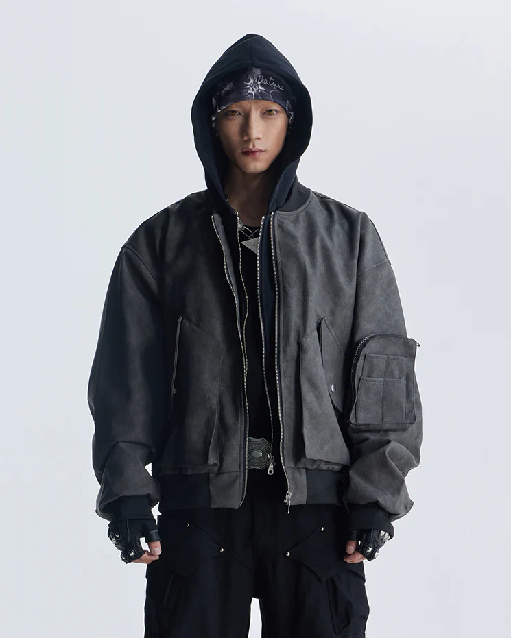 Black Layered Hooded Couple Jacket - Image 7