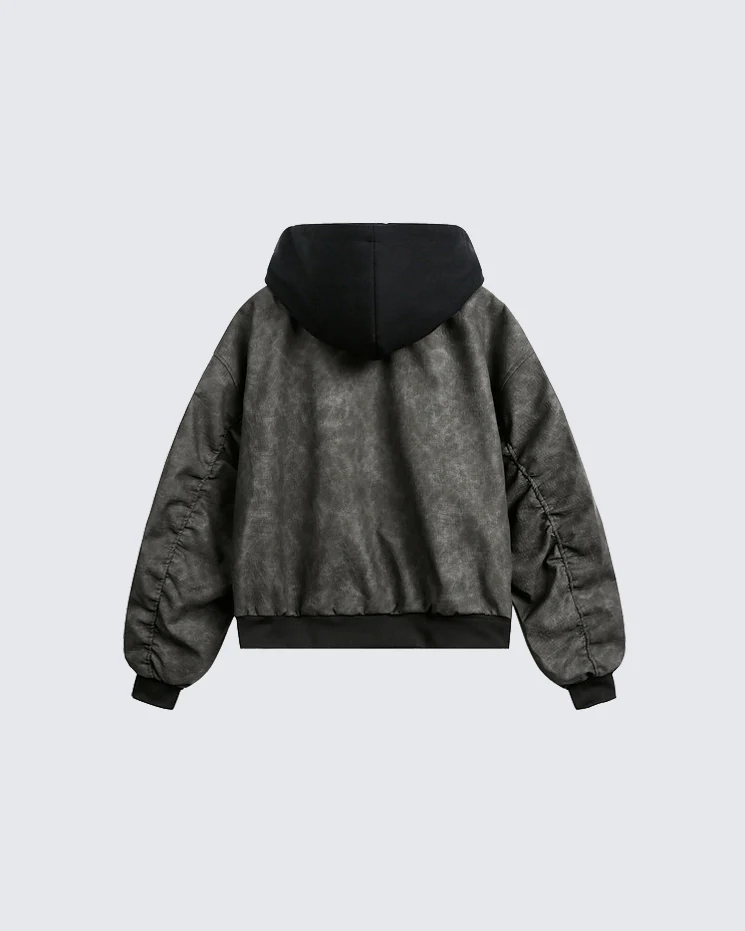 Black Layered Hooded Couple Jacket - Image 8