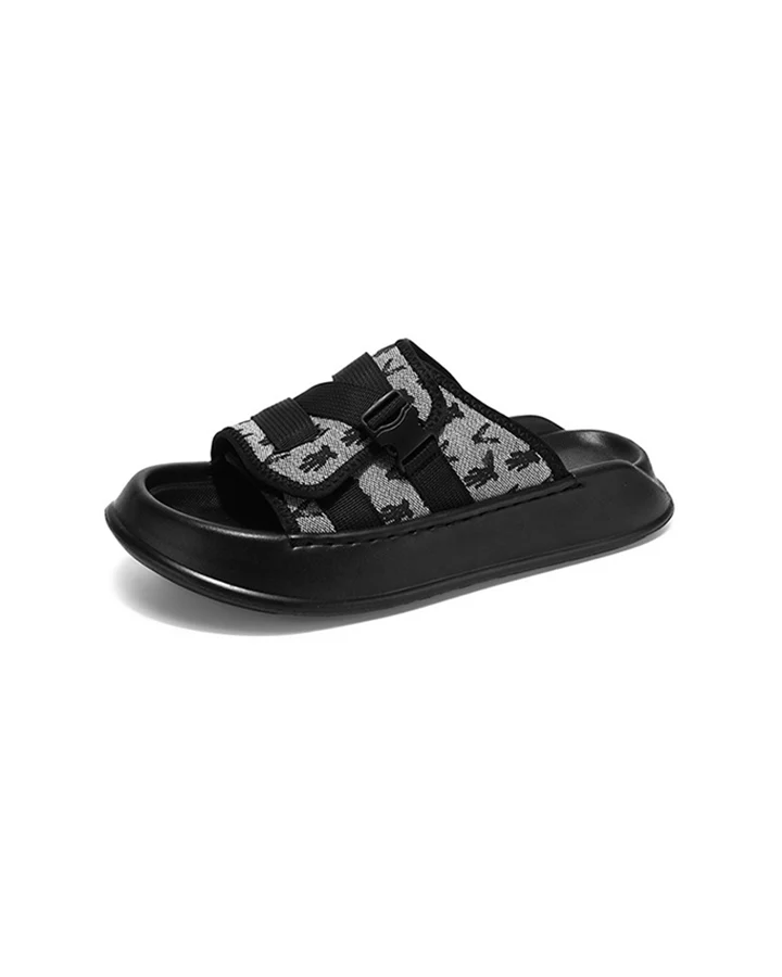 Black Mesh Double Strap Platform Slides - Image 10