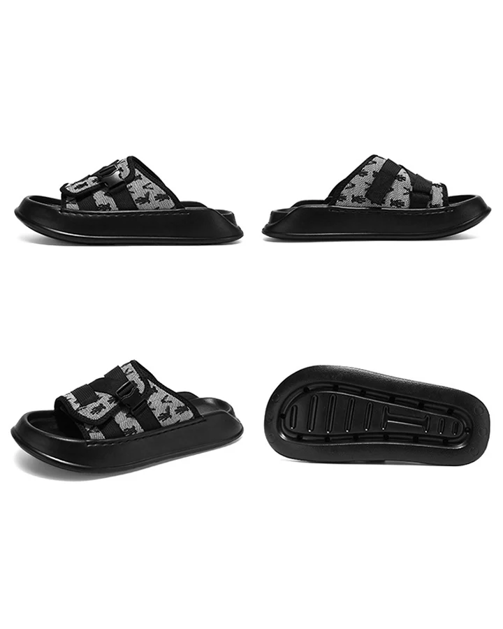 Black Mesh Double Strap Platform Slides - Image 13