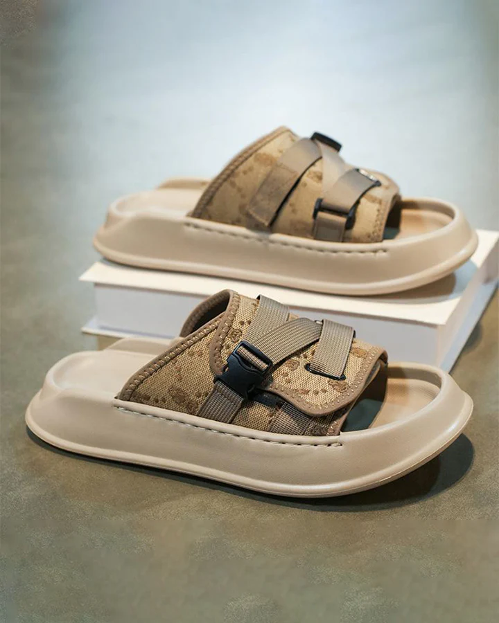 Black Mesh Double Strap Platform Slides - Image 3