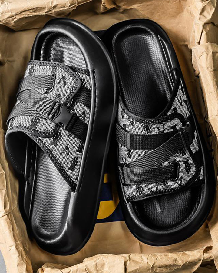Black Mesh Double Strap Platform Slides - Image 9