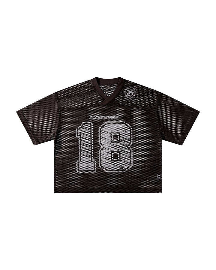 Black Mesh Number Print V-Neck T-Shirt - Image 12