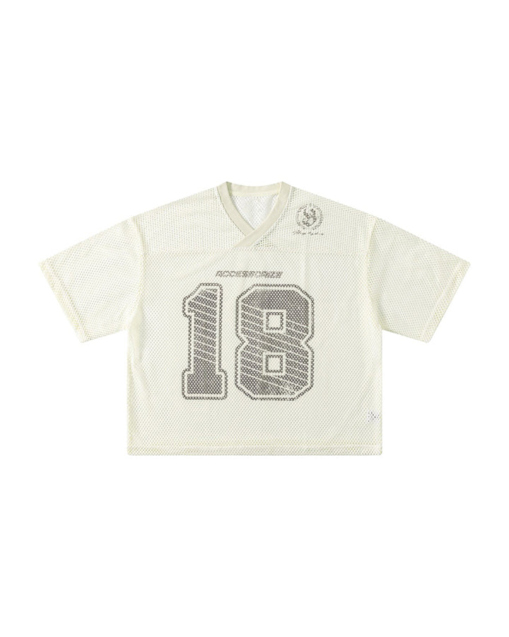 Black Mesh Number Print V-Neck T-Shirt - Image 15