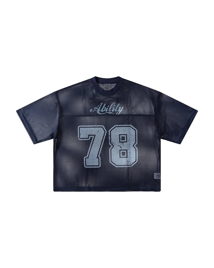 Black Mesh Number Print V-Neck T-Shirt - Image 9