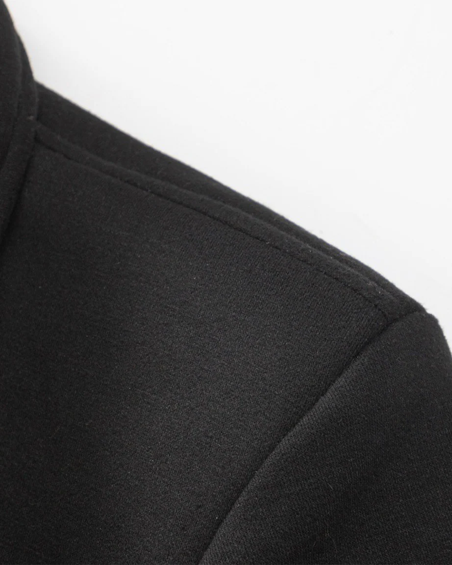 Black Wool-Blend Structured Zip-Up Jacket - Image 4