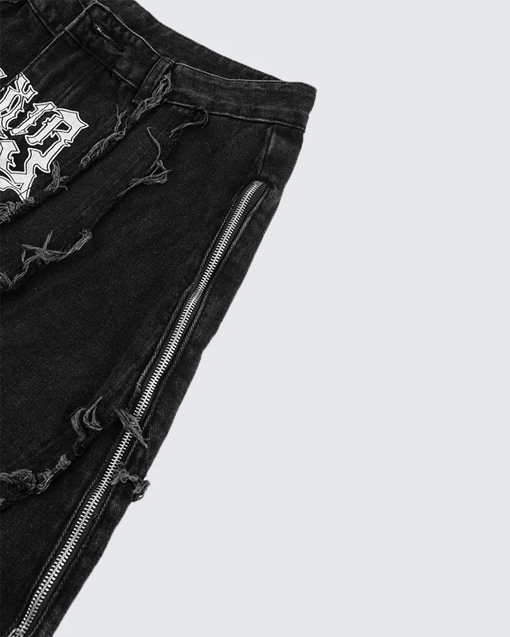 Gothic Spiral Distressed Convertible Jeans - Image 10