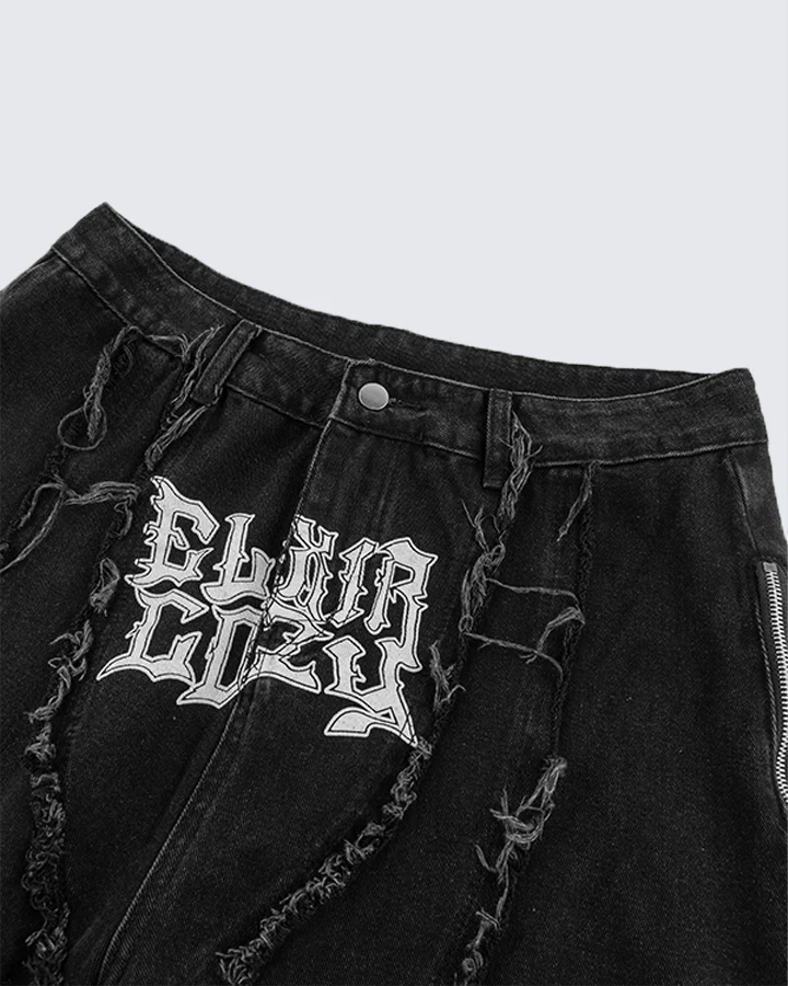 Gothic Spiral Distressed Convertible Jeans - Image 12