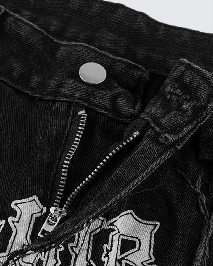 Gothic Spiral Distressed Convertible Jeans - Image 13