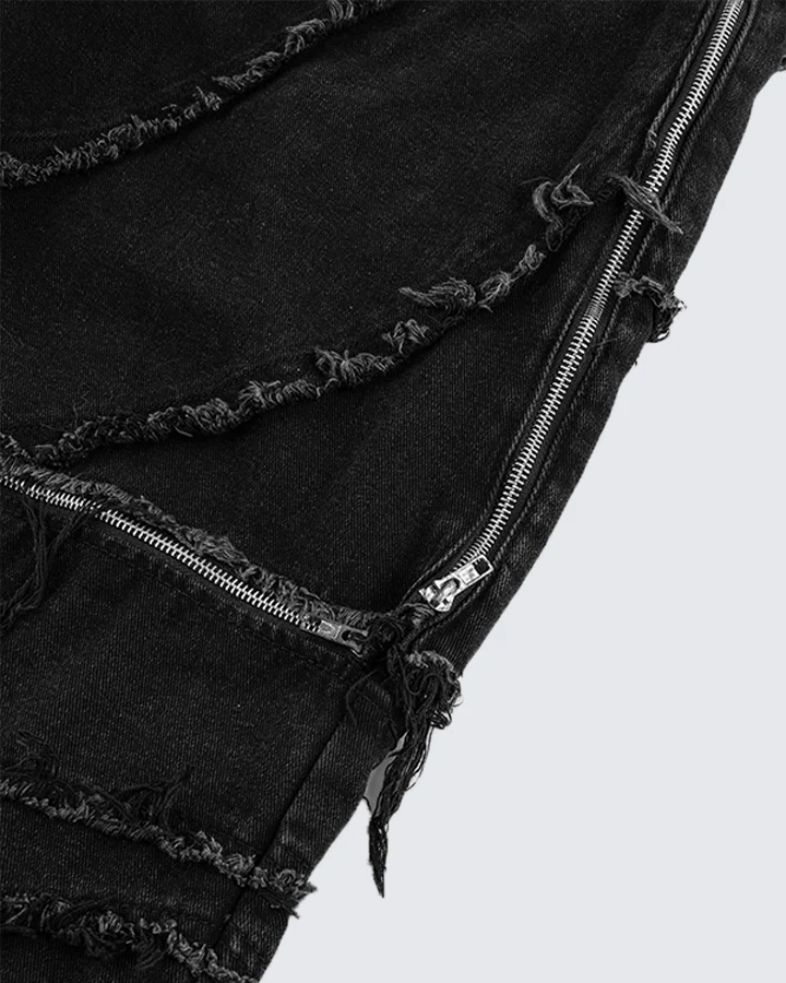 Gothic Spiral Distressed Convertible Jeans - Image 14