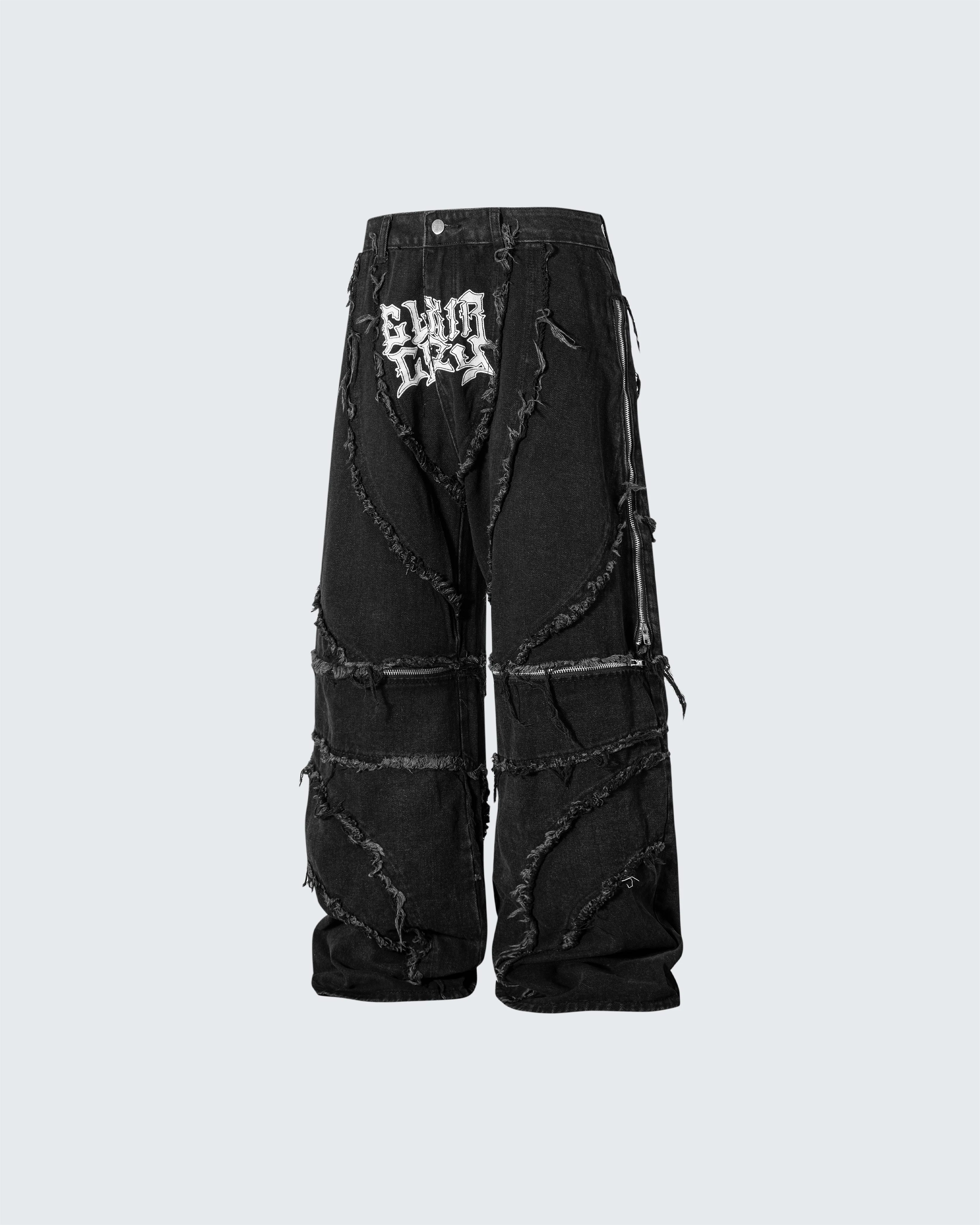 Gothic Spiral Distressed Convertible Jeans - Image 6