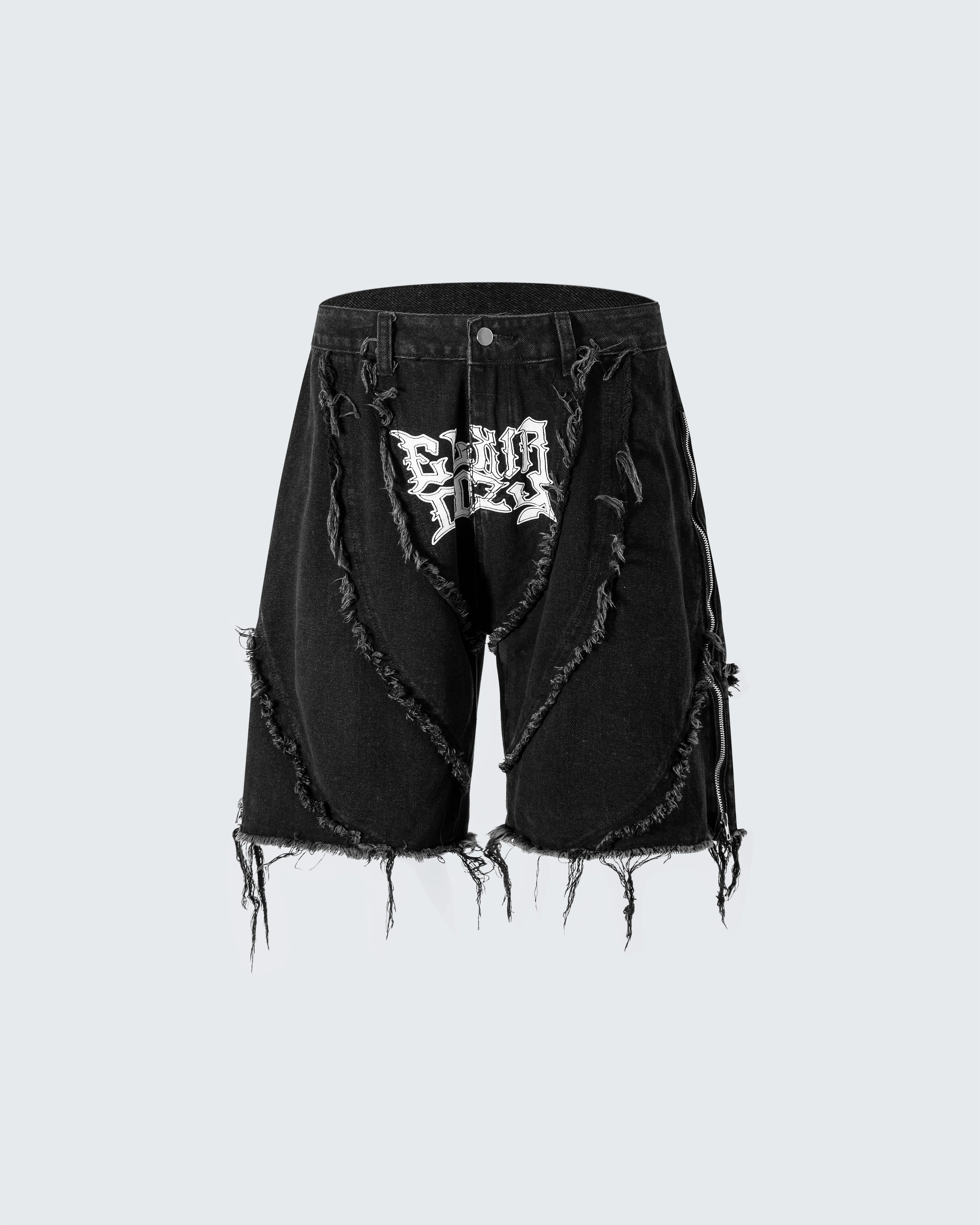 Gothic Spiral Distressed Convertible Jeans - Image 7