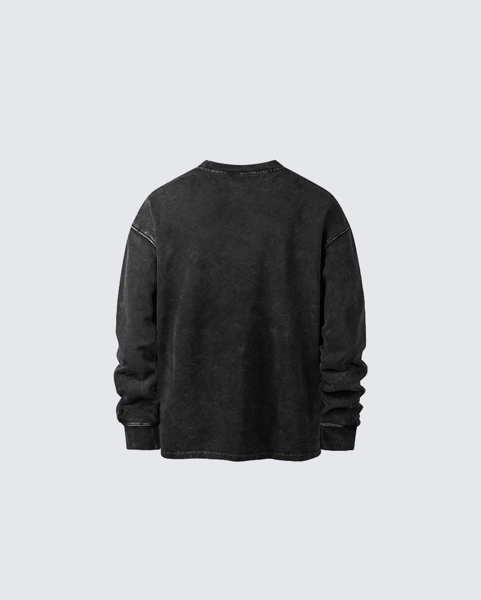 Blurred Figure Print Long Sleeve T-shirt - Image 4