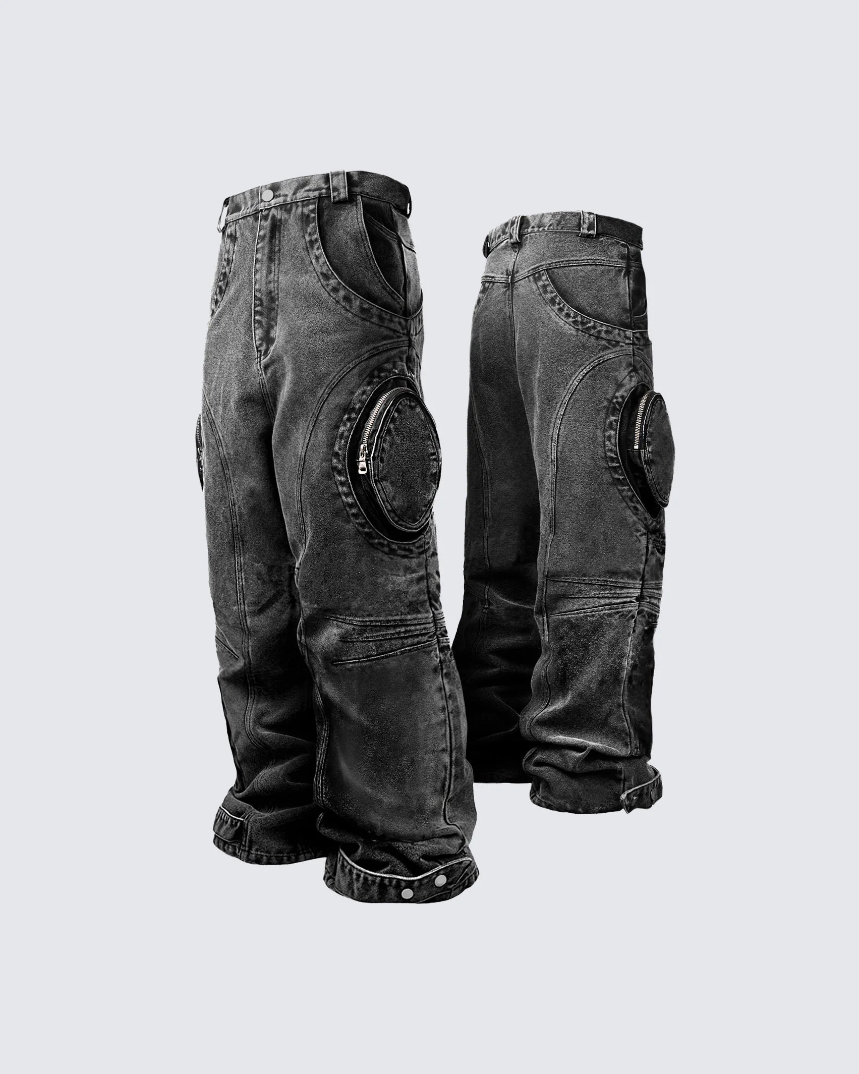 Bold Retro-Washed Black Denim Pants by KIIKIO - Image 4
