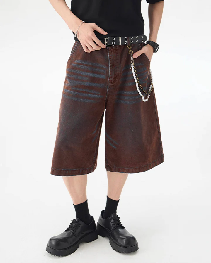 Brown Washed New Vintage Shorts - Image 3