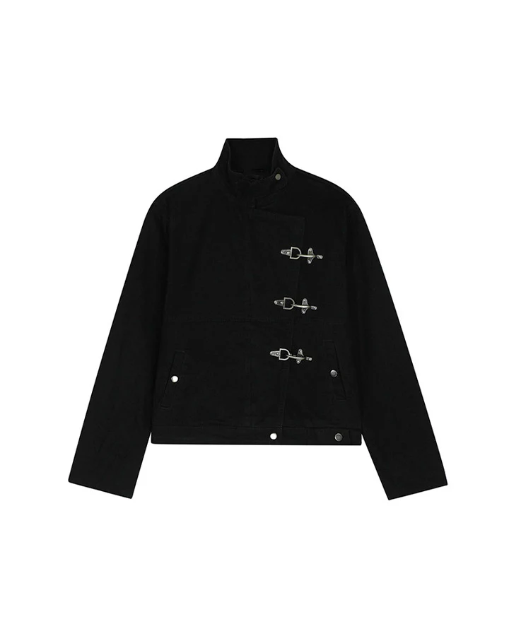 Buckled Stand-Collar Aircraft Buckle Utility Jacket - Image 10
