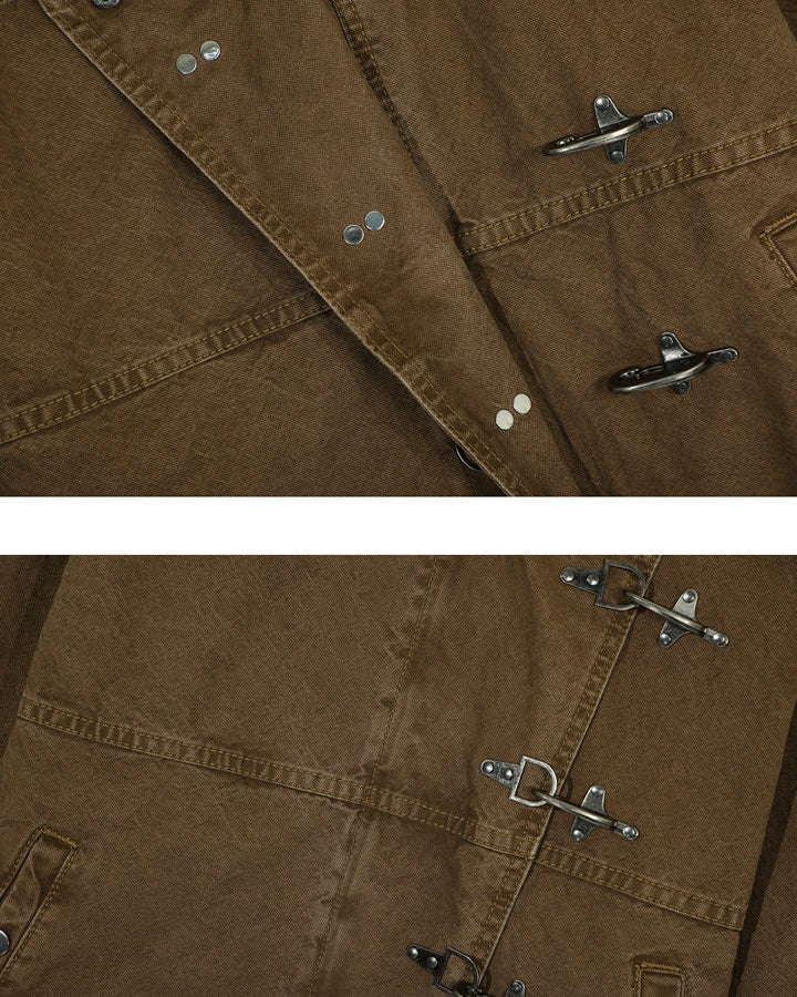 Buckled Stand-Collar Aircraft Buckle Utility Jacket - Image 12