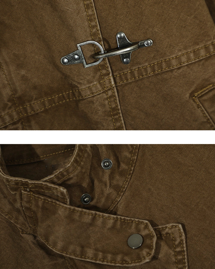 Buckled Stand-Collar Aircraft Buckle Utility Jacket - Image 14