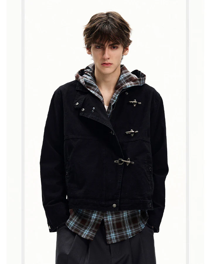 Buckled Stand-Collar Aircraft Buckle Utility Jacket - Image 2
