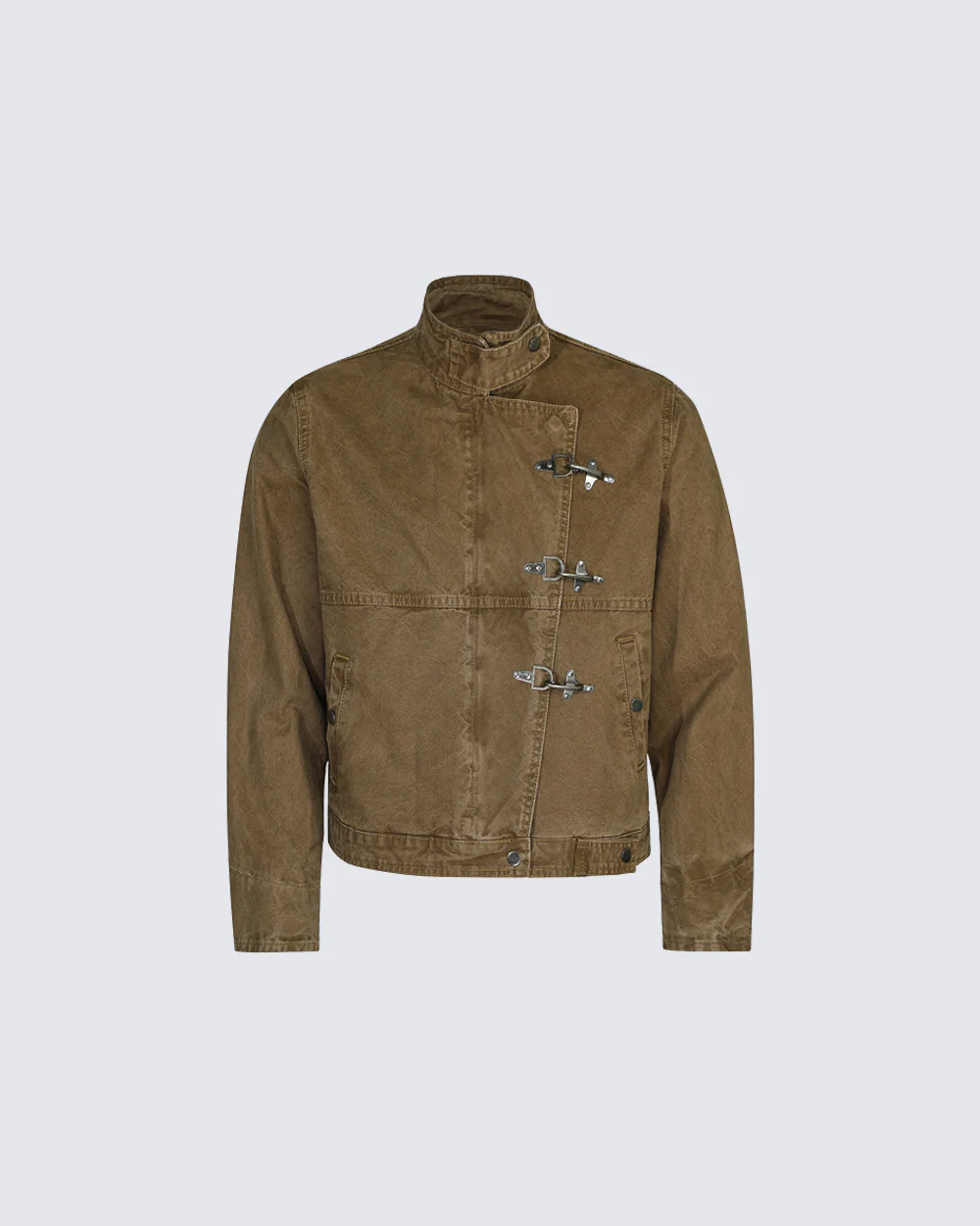 Buckled Stand-Collar Aircraft Buckle Utility Jacket - Image 3