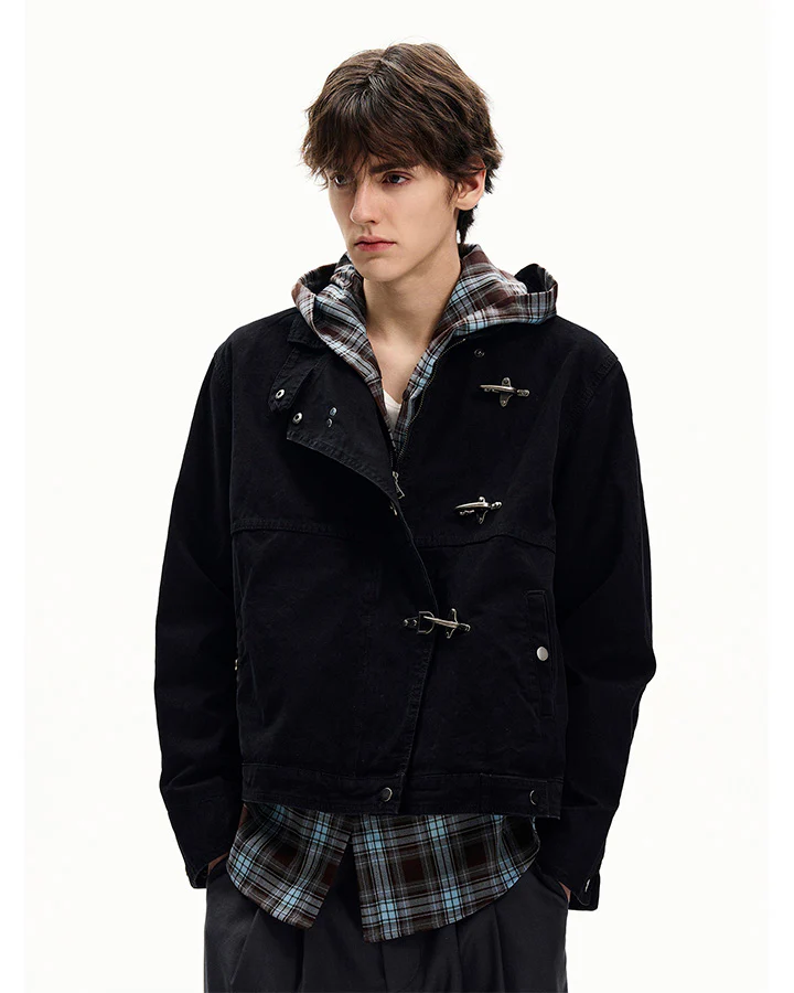 Buckled Stand-Collar Aircraft Buckle Utility Jacket - Image 5