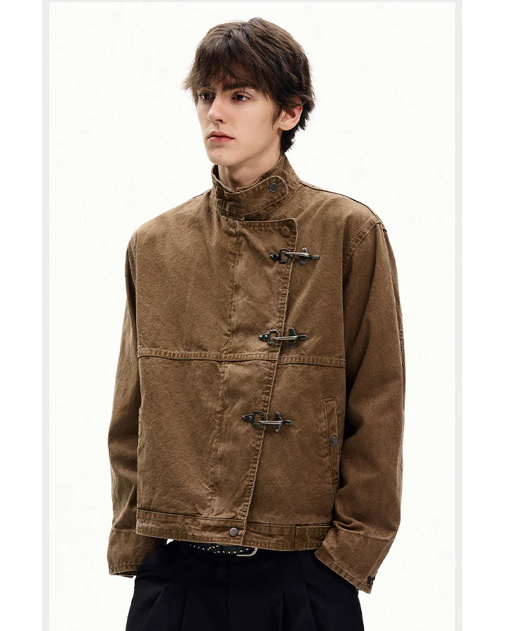 Buckled Stand-Collar Aircraft Buckle Utility Jacket - Image 6