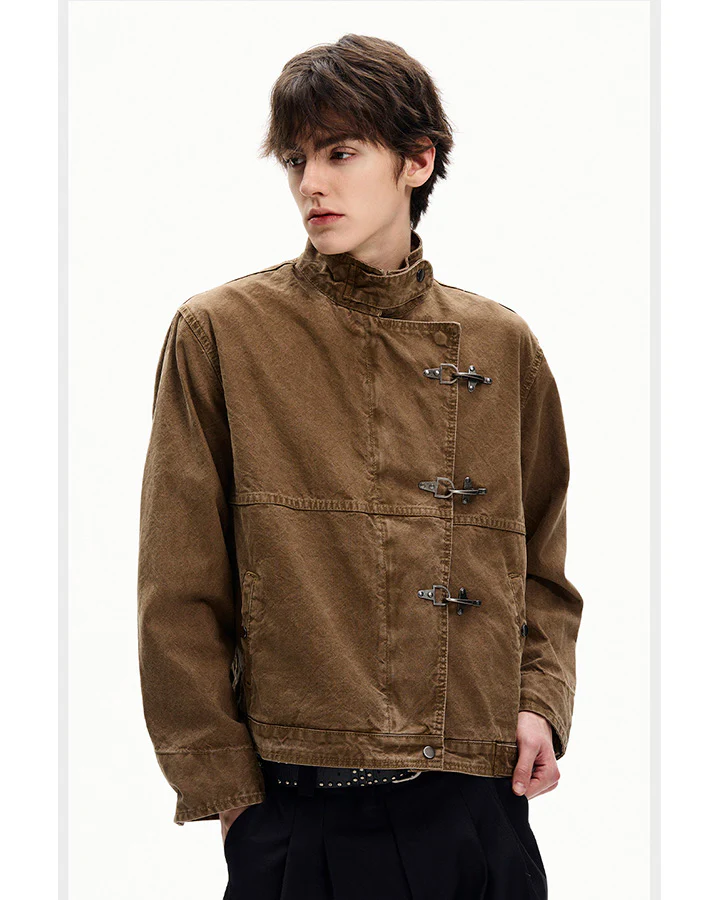 Buckled Stand-Collar Aircraft Buckle Utility Jacket - Image 7