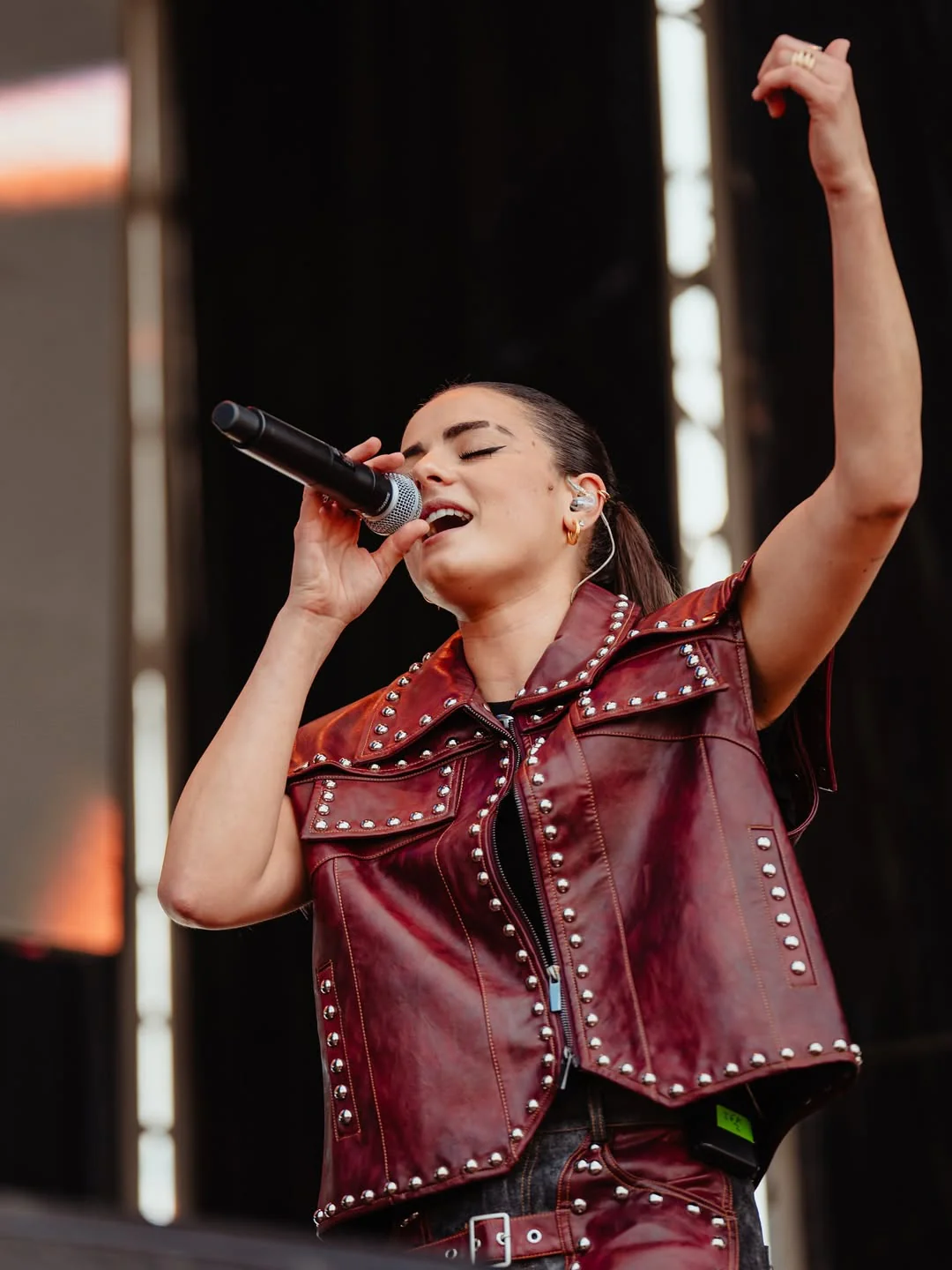 Burgundy Studded Leather Vest - Image 2