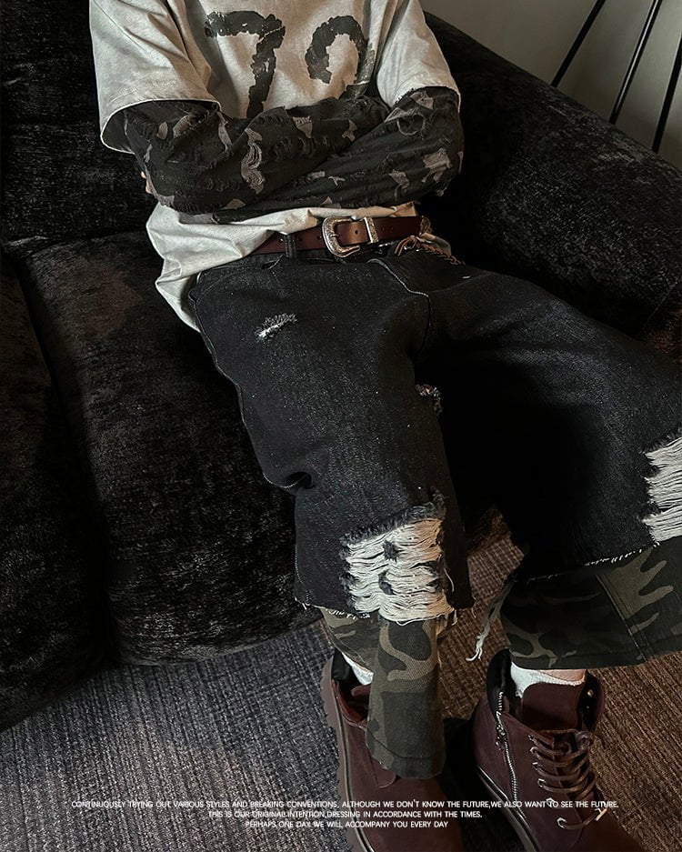 Camo Patchwork 3/4 Street Shorts - Image 4