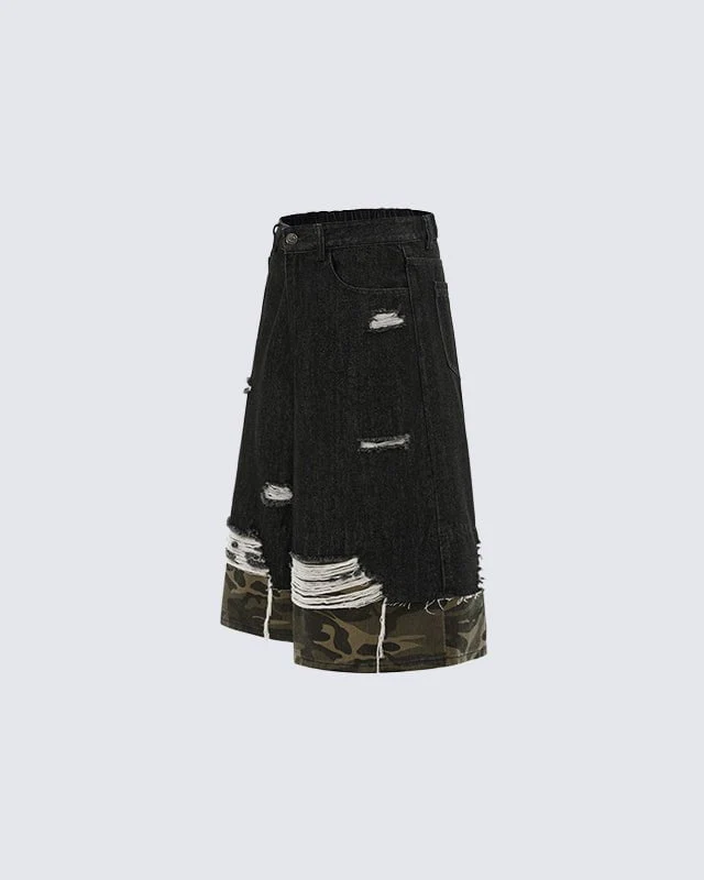 Camo Patchwork 3/4 Street Shorts - Image 6