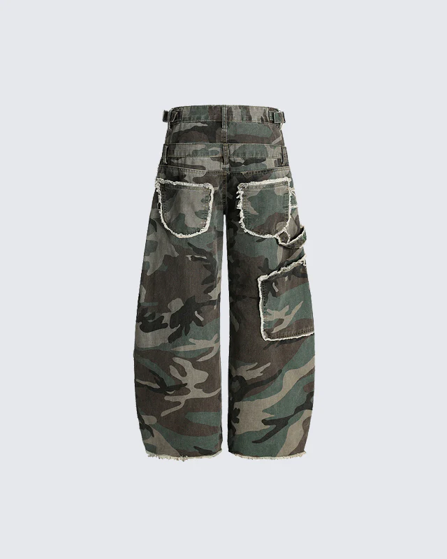 Camouflage Cargo Pants with Double Waist - Image 2