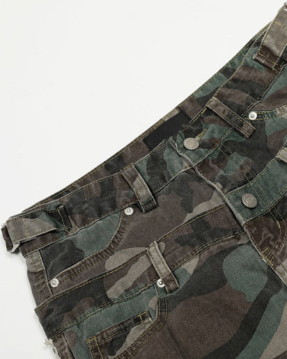 Camouflage Cargo Pants with Double Waist - Image 5