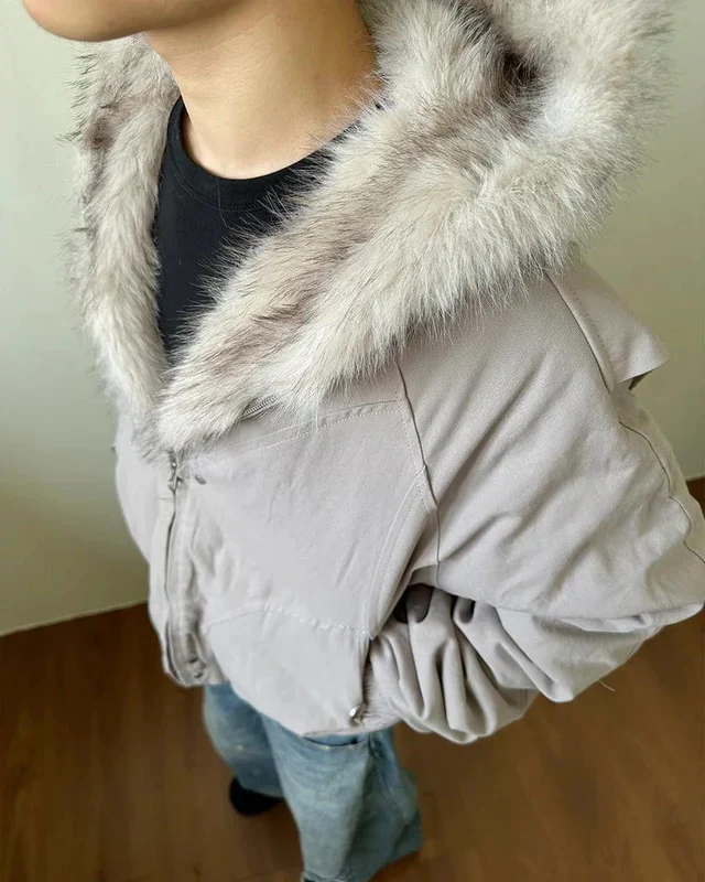 Camouflage Cargo Pants with Fur-Collar Jacket - Image 11