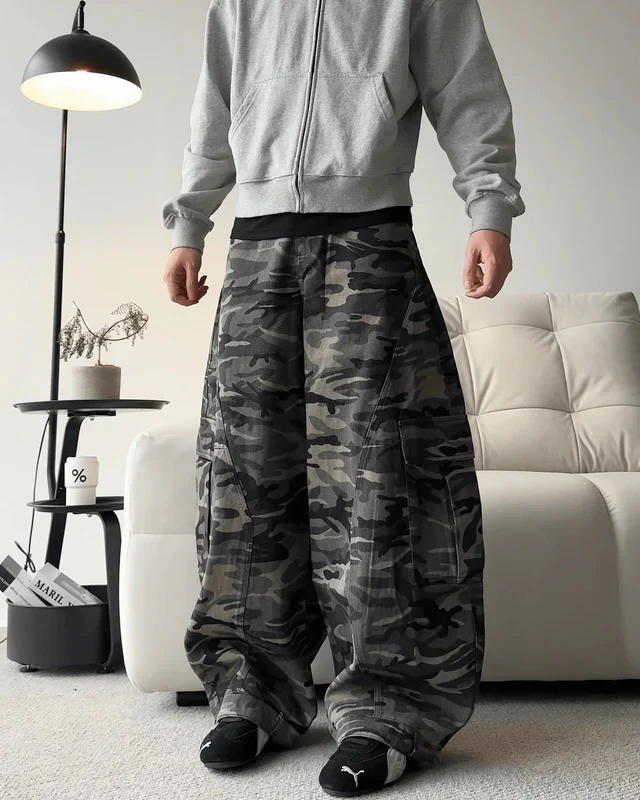 Camouflage Cargo Pants with Fur-Collar Jacket - Image 6