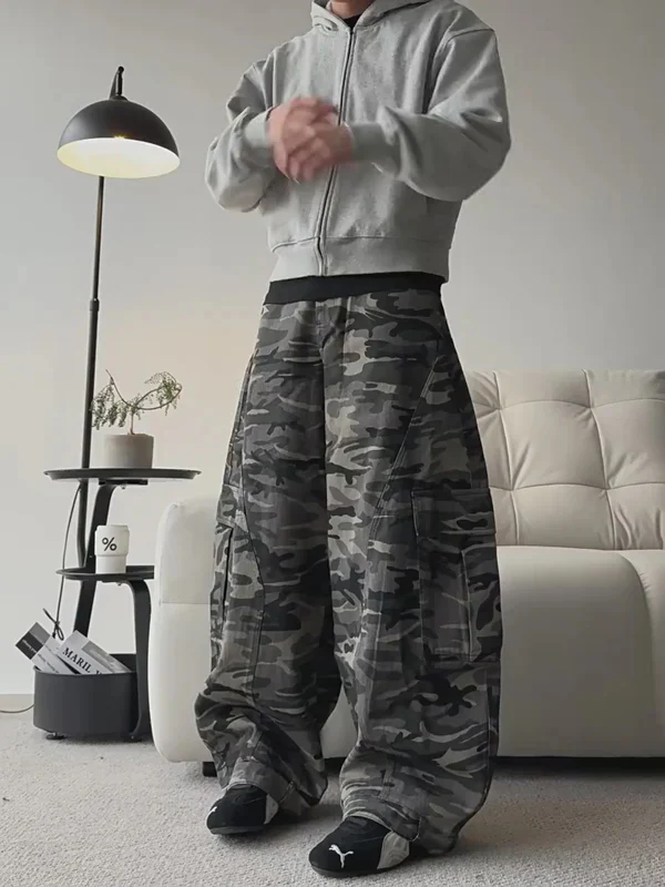 Camouflage Cargo Pants with Fur-Collar Jacket - Image 7