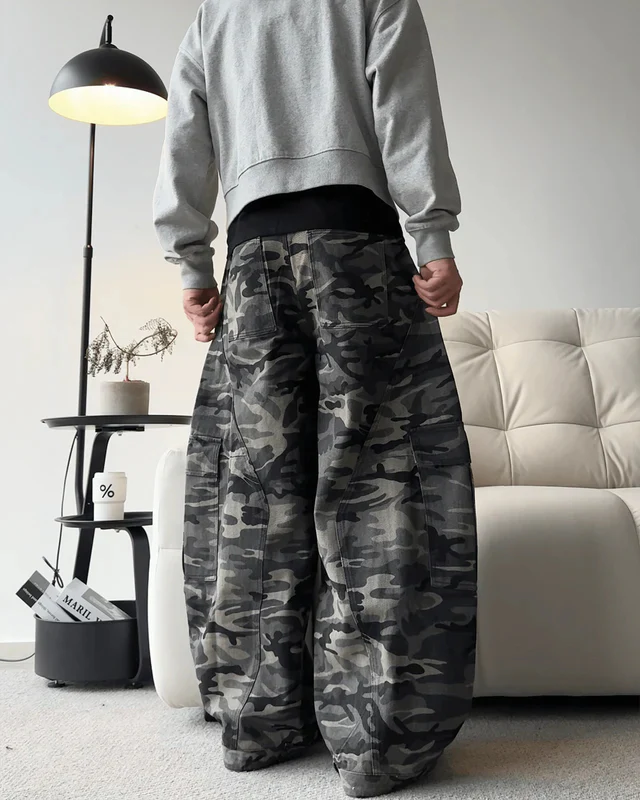 Camouflage Cargo Pants with Fur-Collar Jacket - Image 8