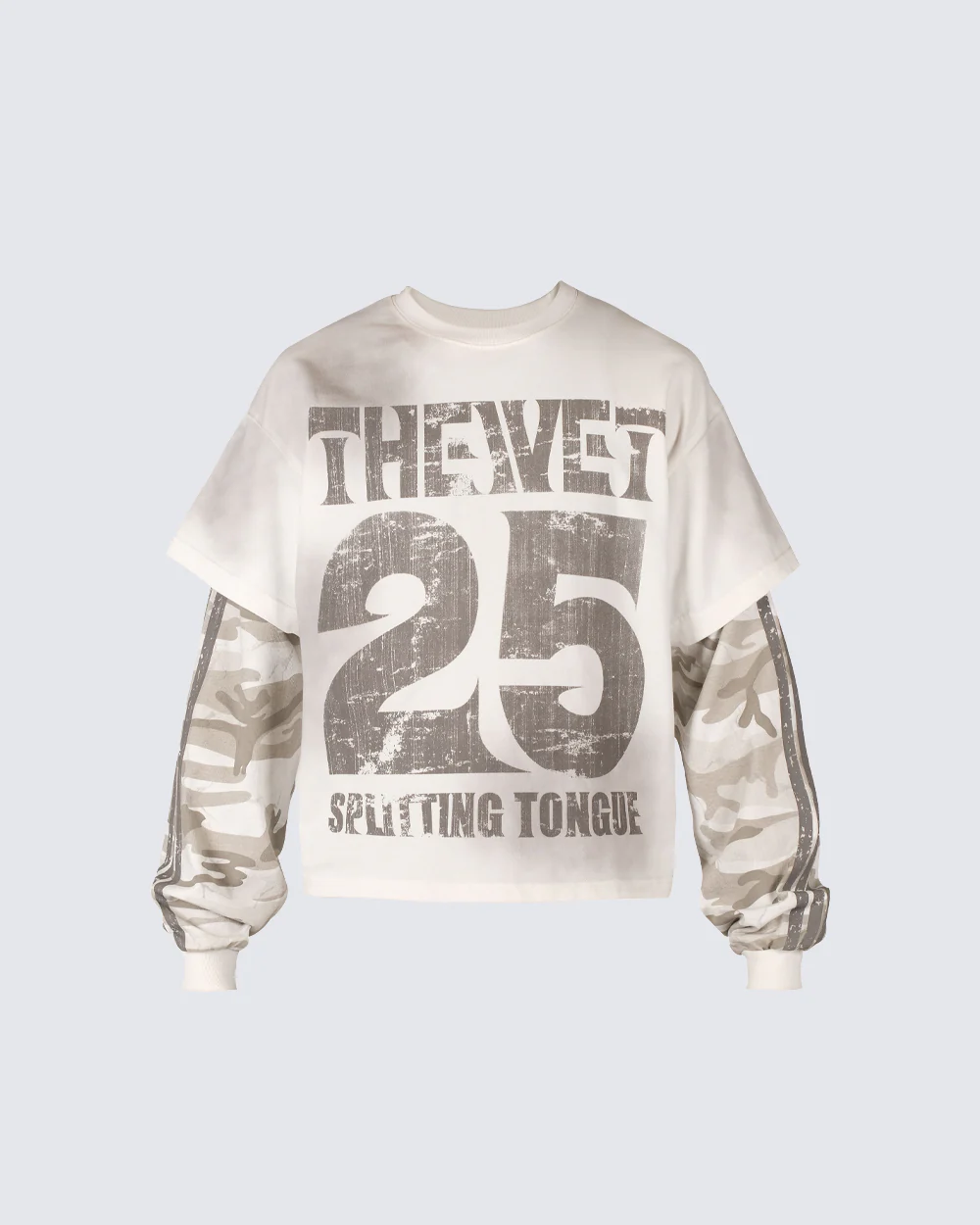 Camouflage Distressed Fake Two-Piece Long Sleeve - Image 4