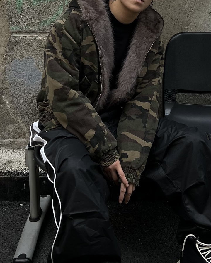 Camouflage Faux Fur Lined Hooded Jacket - Image 2