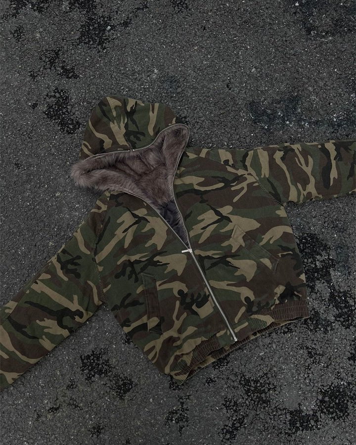 Camouflage Faux Fur Lined Hooded Jacket - Image 4