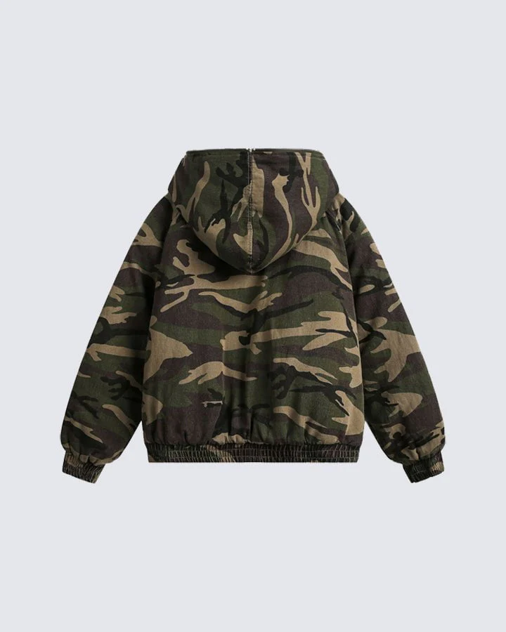 Camouflage Faux Fur Lined Hooded Jacket - Image 5