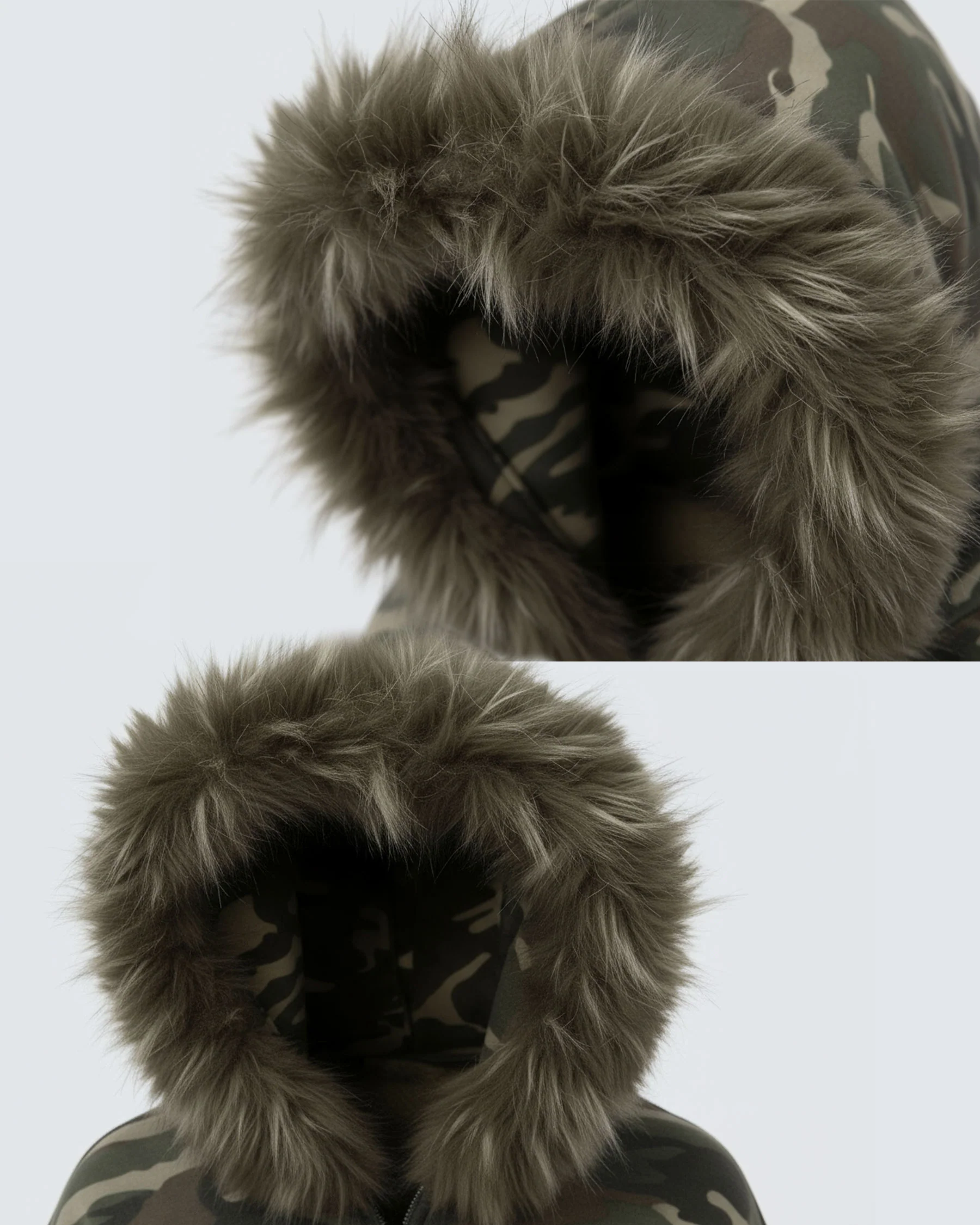 Camouflage  Fur Collar Cotton Jacket - Image 12