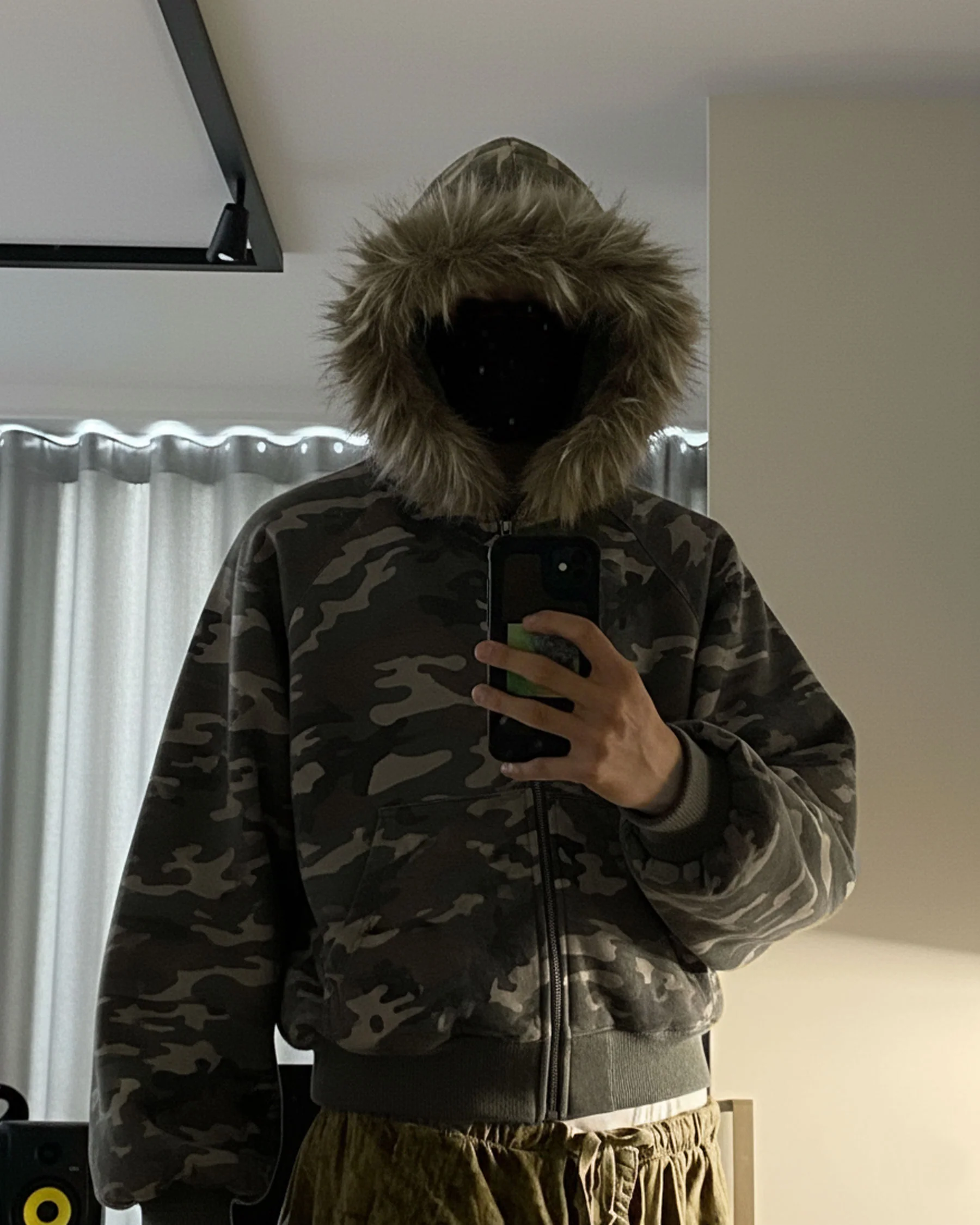 Camouflage  Fur Collar Cotton Jacket - Image 2