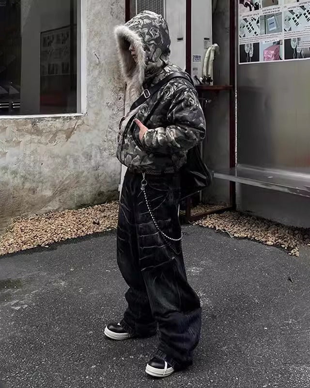 Camouflage Fur Collar Padded Jacket - Image 4
