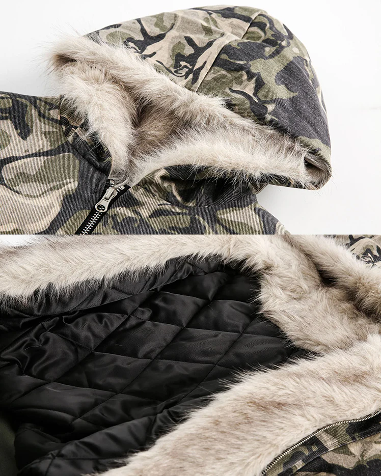 Camouflage Fur Collar Padded Jacket - Image 6