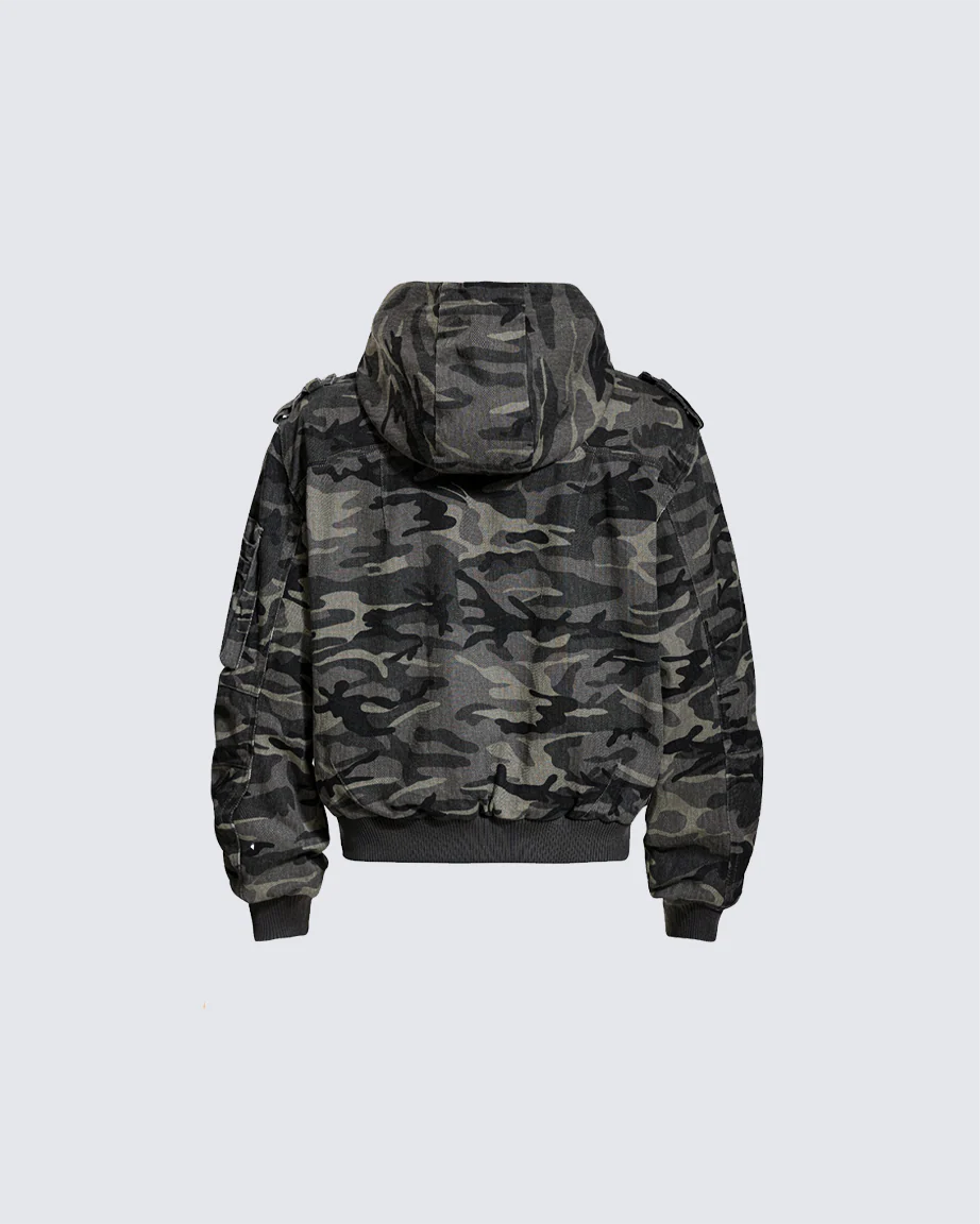 Camouflage Hooded Cargo Jacket - Image 2